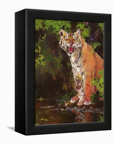 Mother and Baby II (Tigers) 1997-Odile Kidd-Framed Premier Image Canvas