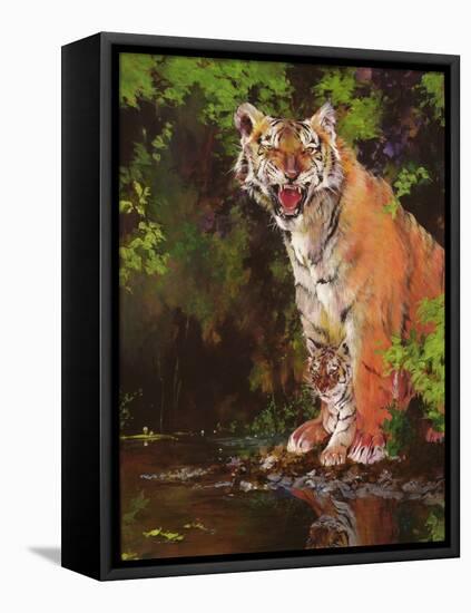 Mother and Baby II (Tigers) 1997-Odile Kidd-Framed Premier Image Canvas