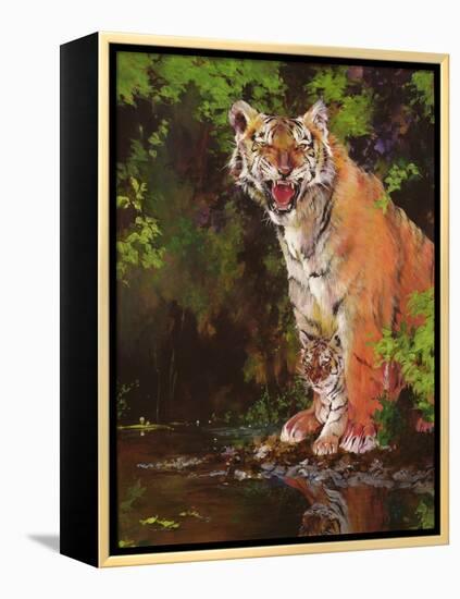 Mother and Baby II (Tigers) 1997-Odile Kidd-Framed Premier Image Canvas