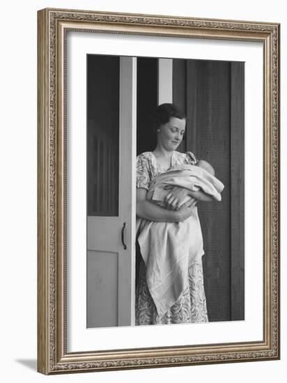 Mother and Baby in Contractor Camp-Dorothea Lange-Framed Art Print