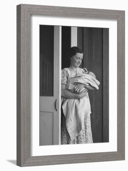 Mother and Baby in Contractor Camp-Dorothea Lange-Framed Art Print