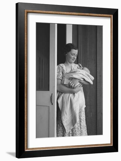 Mother and Baby in Contractor Camp-Dorothea Lange-Framed Art Print