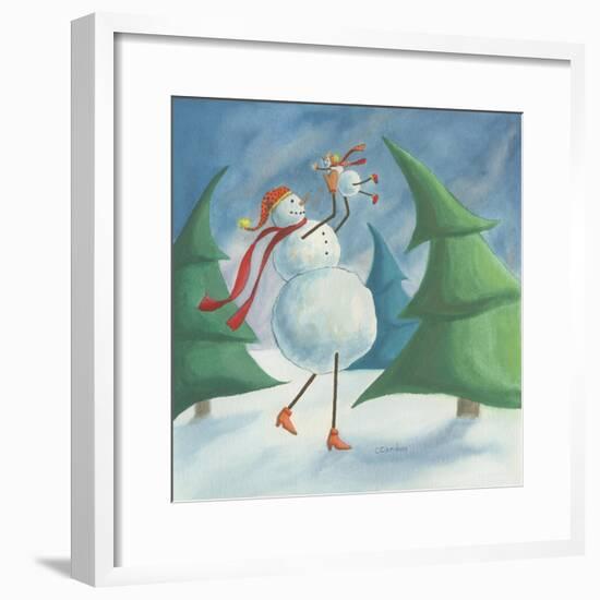 Mother and Baby Snowmen-Chantal Candon-Framed Giclee Print