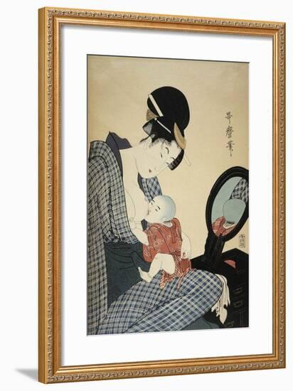 Mother and Child, 1797-Kitagawa Utamaro-Framed Giclee Print