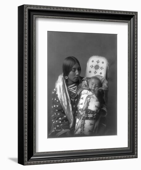 Mother and child Apsaroke Indian Edward Curtis Photograph-Lantern Press-Framed Art Print