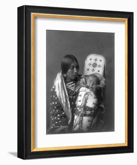 Mother and child Apsaroke Indian Edward Curtis Photograph-Lantern Press-Framed Art Print