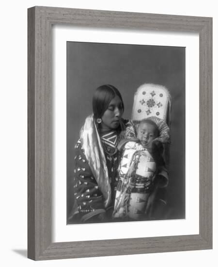 Mother and child Apsaroke Indian Edward Curtis Photograph-Lantern Press-Framed Art Print