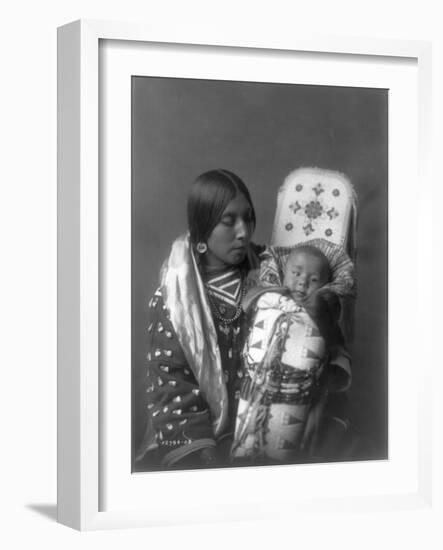 Mother and child Apsaroke Indian Edward Curtis Photograph-Lantern Press-Framed Art Print