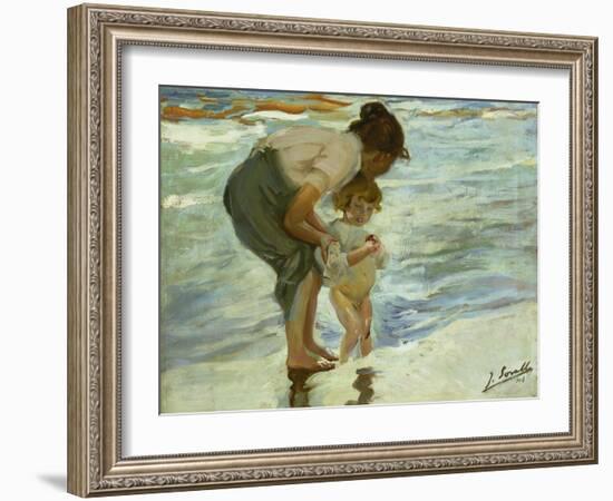 Mother and Child at the Beach, 1908-Joaquin Sorolla-Framed Giclee Print