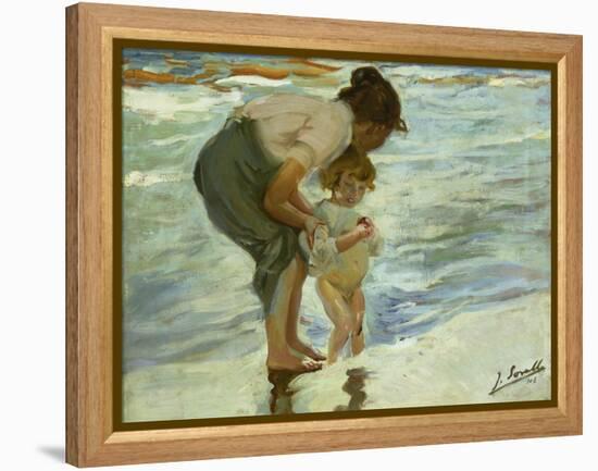 Mother and Child at the Beach, 1908-Joaquin Sorolla-Framed Premier Image Canvas