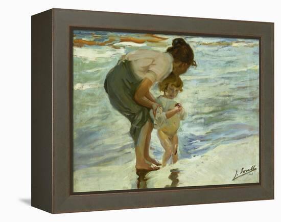 Mother and Child at the Beach, 1908-Joaquin Sorolla-Framed Premier Image Canvas