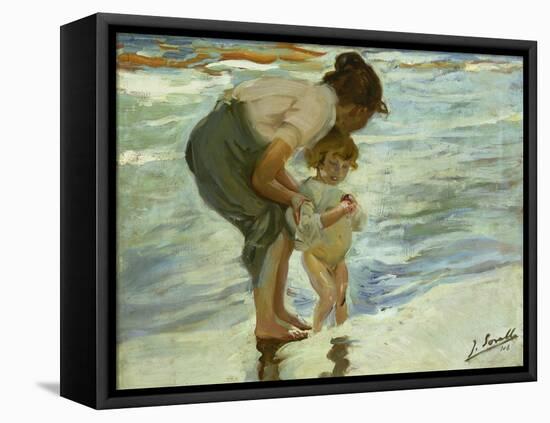Mother and Child at the Beach, 1908-Joaquin Sorolla-Framed Premier Image Canvas
