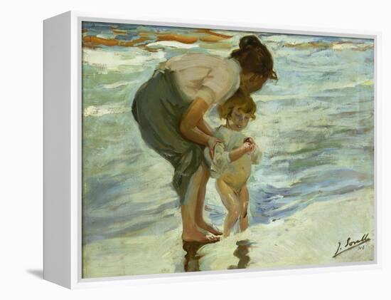 Mother and Child at the Beach, 1908-Joaquin Sorolla-Framed Premier Image Canvas