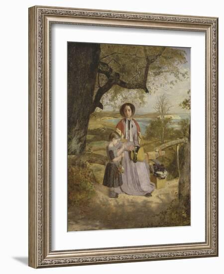 Mother and Child by a Stile, with Culver Cliff, Isle of Wight, in the Distance, C.1849-50-James Collinson-Framed Giclee Print