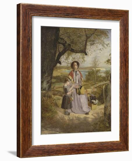 Mother and Child by a Stile, with Culver Cliff, Isle of Wight, in the Distance, C.1849-50-James Collinson-Framed Giclee Print