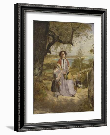 Mother and Child by a Stile, with Culver Cliff, Isle of Wight, in the Distance, C.1849-50-James Collinson-Framed Giclee Print