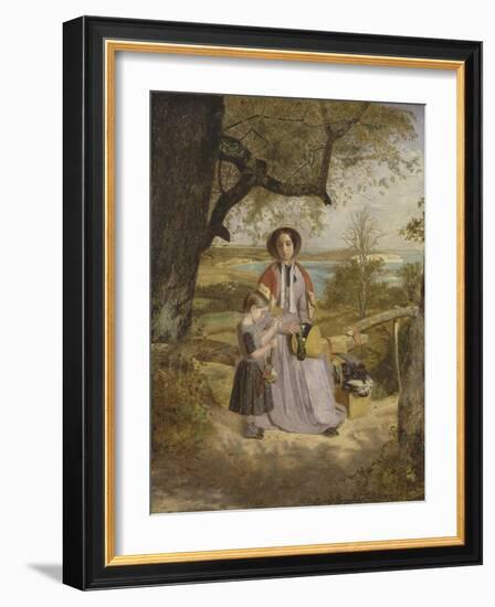 Mother and Child by a Stile, with Culver Cliff, Isle of Wight, in the Distance, C.1849-50-James Collinson-Framed Giclee Print