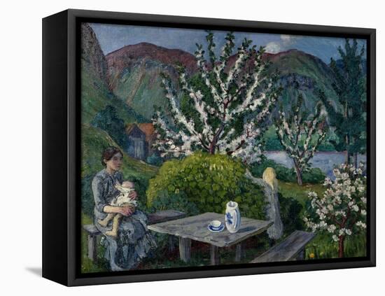 Mother and Child by the Garden Table-Nikolai Astrup-Framed Premier Image Canvas