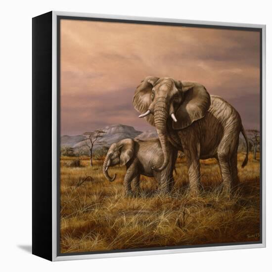 Mother and Child (Elephants)-Trevor V. Swanson-Framed Premier Image Canvas