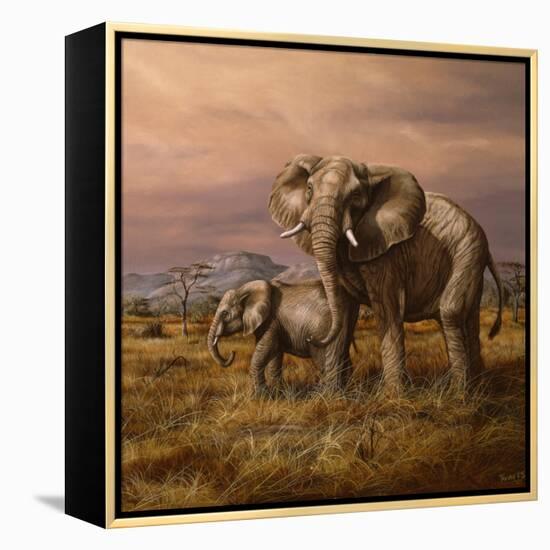 Mother and Child (Elephants)-Trevor V. Swanson-Framed Premier Image Canvas