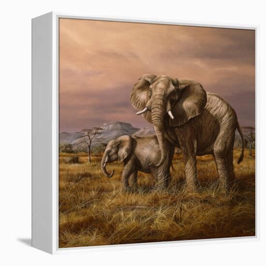 Mother and Child (Elephants)-Trevor V. Swanson-Framed Premier Image Canvas