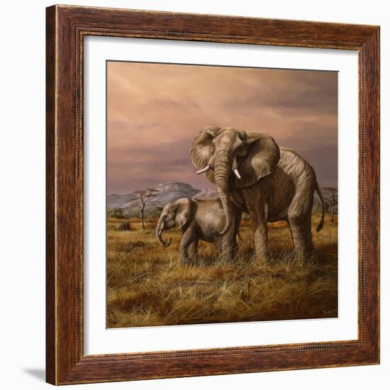 Mother and Child (Elephants)-Trevor V. Swanson-Framed Giclee Print