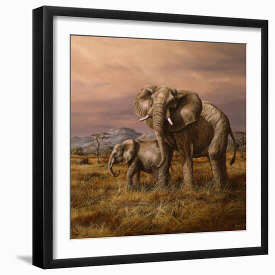 Mother and Child (Elephants)-Trevor V. Swanson-Framed Giclee Print