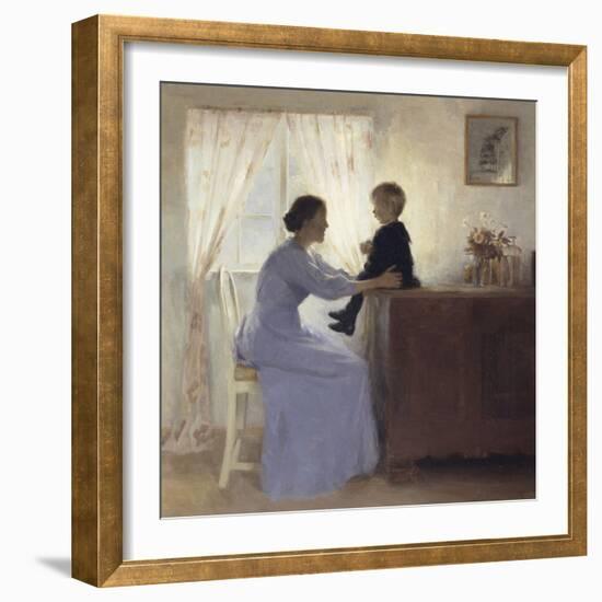 Mother and Child in an Interior, 1898-Peter Ilsted-Framed Giclee Print