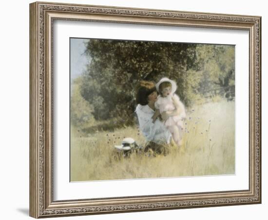 Mother and Child in Field-Nora Hernandez-Framed Giclee Print