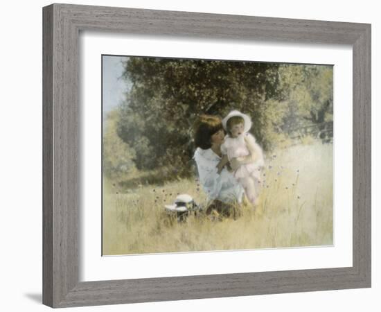 Mother and Child in Field-Nora Hernandez-Framed Giclee Print