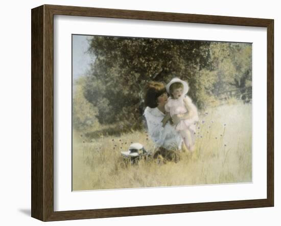 Mother and Child in Field-Nora Hernandez-Framed Giclee Print