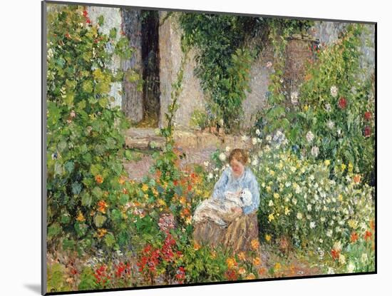 Mother and Child in the Flowers, 1879-Camille Pissarro-Mounted Giclee Print