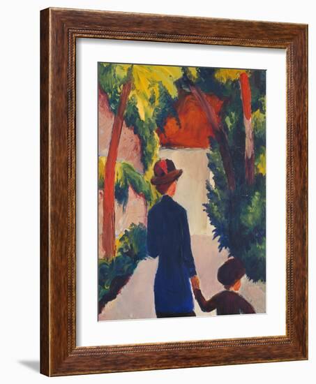 Mother and Child in the Park-Auguste Macke-Framed Giclee Print