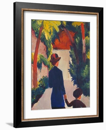 Mother and Child in the Park-Auguste Macke-Framed Giclee Print