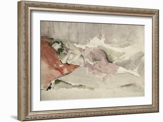 Mother and Child on a Couch-James Abbott McNeill Whistler-Framed Giclee Print