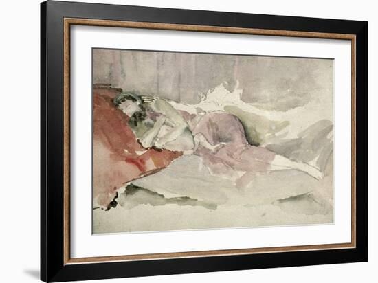 Mother and Child on a Couch-James Abbott McNeill Whistler-Framed Giclee Print