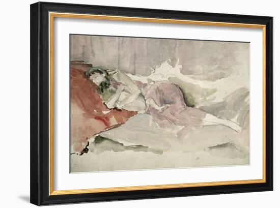 Mother and Child on a Couch-James Abbott McNeill Whistler-Framed Giclee Print