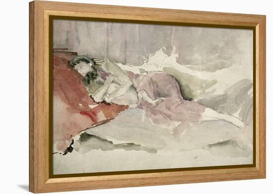 Mother and Child on a Couch-James Abbott McNeill Whistler-Framed Premier Image Canvas