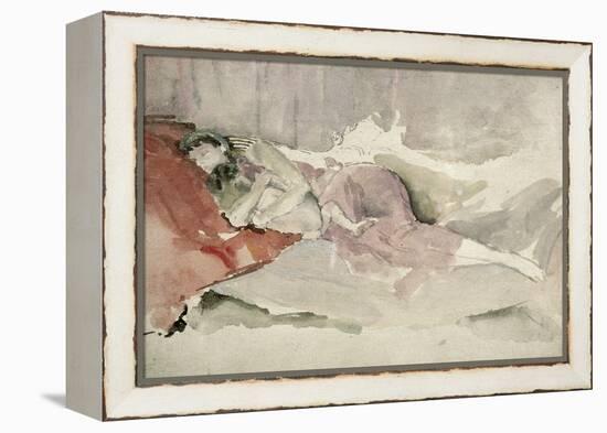 Mother and Child on a Couch-James Abbott McNeill Whistler-Framed Premier Image Canvas