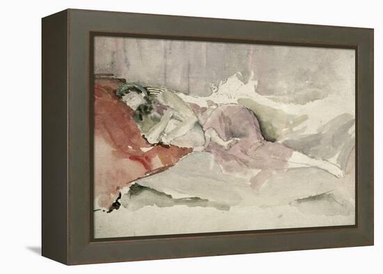 Mother and Child on a Couch-James Abbott McNeill Whistler-Framed Premier Image Canvas