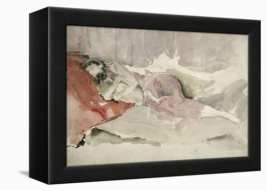 Mother and Child on a Couch-James Abbott McNeill Whistler-Framed Premier Image Canvas