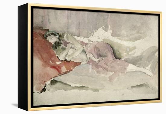 Mother and Child on a Couch-James Abbott McNeill Whistler-Framed Premier Image Canvas