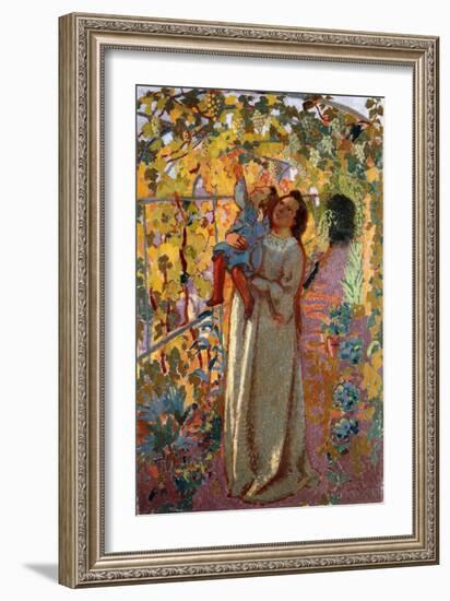 Mother and Child under the Vine, Mere et Enfant sous la Vigne-Maurice Denis-Framed Giclee Print