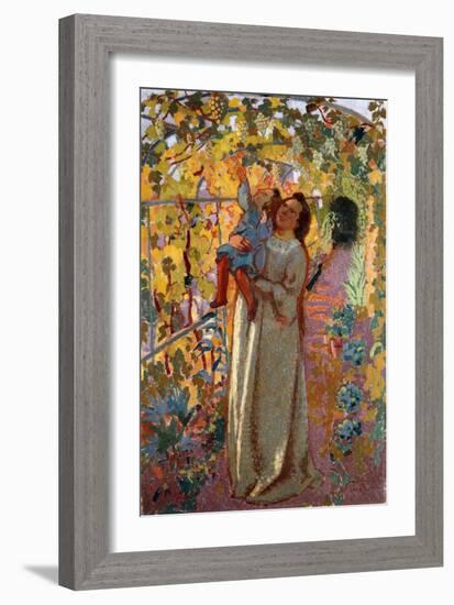 Mother and Child under the Vine, Mere et Enfant sous la Vigne-Maurice Denis-Framed Giclee Print