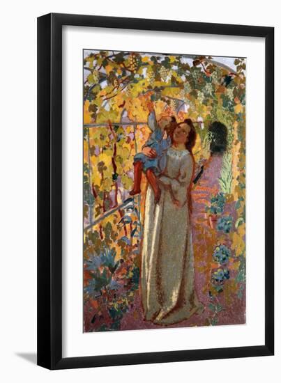 Mother and Child under the Vine, Mere et Enfant sous la Vigne-Maurice Denis-Framed Giclee Print