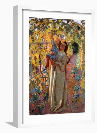 Mother and Child under the Vine, Mere et Enfant sous la Vigne-Maurice Denis-Framed Giclee Print