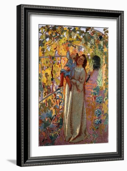 Mother and Child under the Vine, Mere et Enfant sous la Vigne-Maurice Denis-Framed Giclee Print