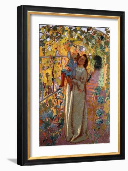 Mother and Child under the Vine, Mere et Enfant sous la Vigne-Maurice Denis-Framed Giclee Print