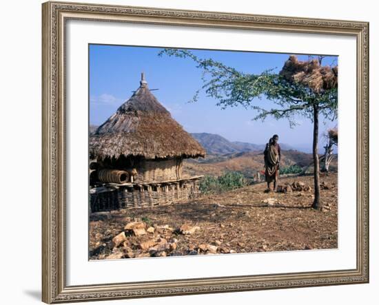 Mother and Child Walk Through a Konso Village, Omo River Region, Ethiopia-Janis Miglavs-Framed Photographic Print