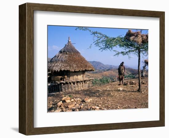 Mother and Child Walk Through a Konso Village, Omo River Region, Ethiopia-Janis Miglavs-Framed Photographic Print